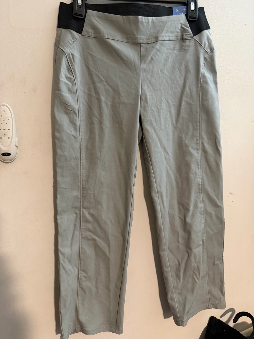 Simply Vera Vera Wang Light Gray Stretch Chinos with Black Waistband